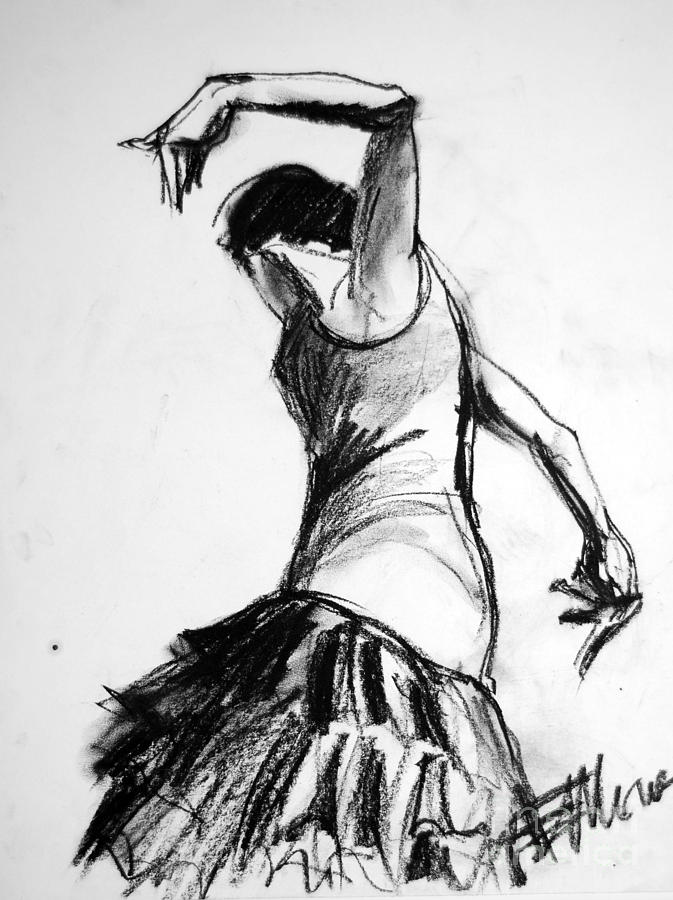 Abstract Drawing - Flamenco Sketch 2 by Mona Edulesco