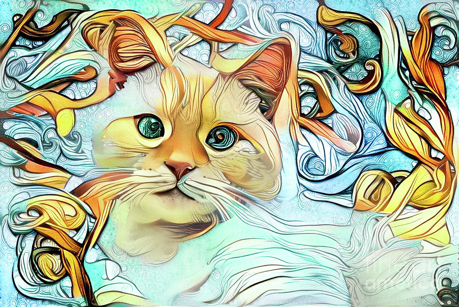 Cat Digital Art - Flamepoint Siamese Cat by Amy Cicconi