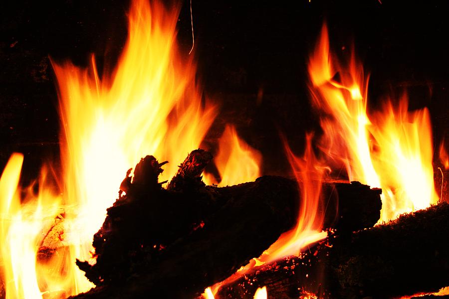 Fireplace Digital Art - Flames by Ginger Barritt