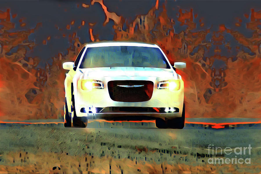Flames of a Speeding Car Digital Art by Wernher Krutein
