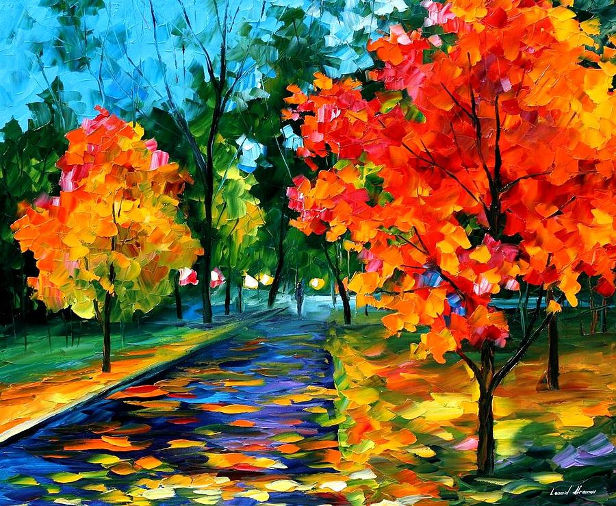 Flames of the Autumn Painting by Leonid Afremov | Fine Art America