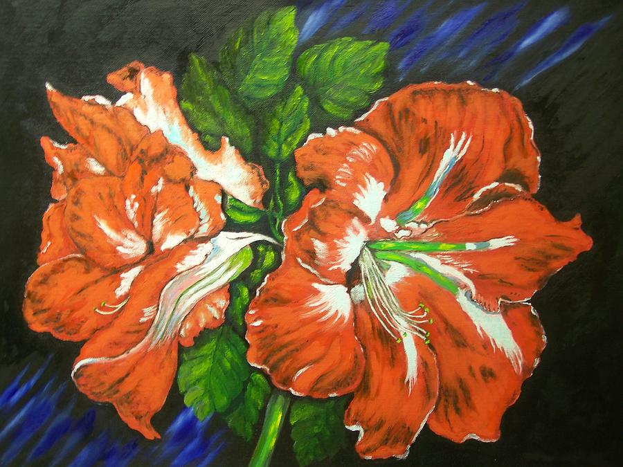 Flaming Hibiscus Painting by Charles Vaughn
