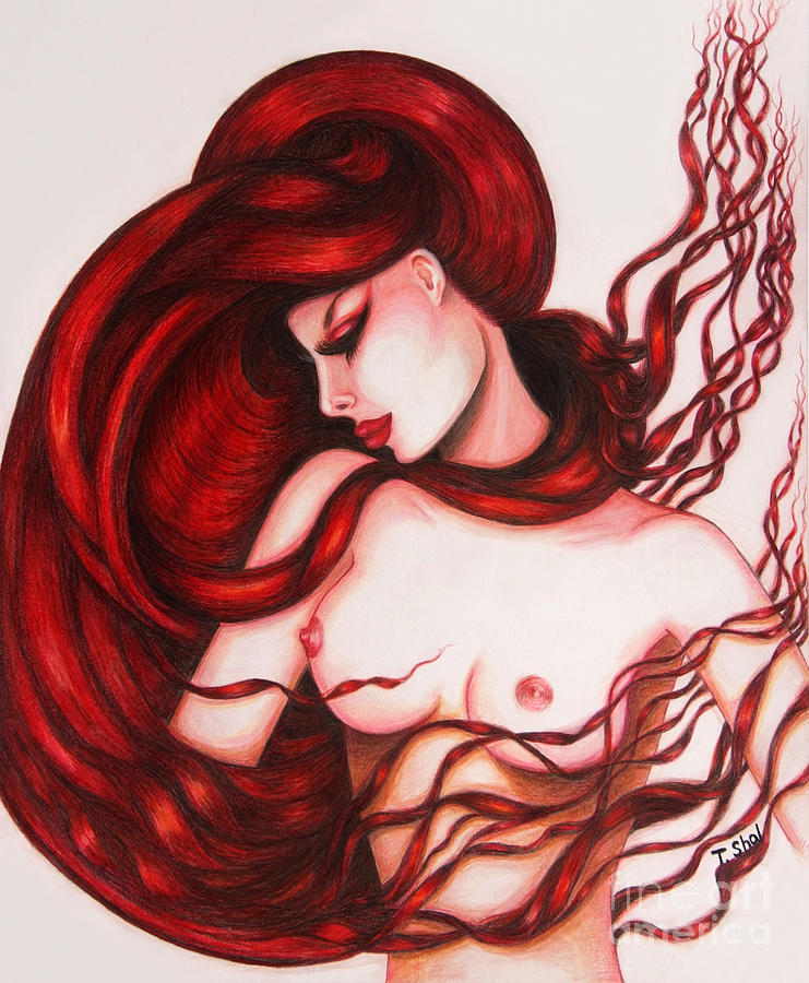 Flaming Beauty 3 Drawing by Tara Shalton