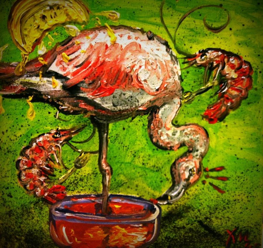 Flamingo Cocktail Painting by Alexandria Weaselwise Busen