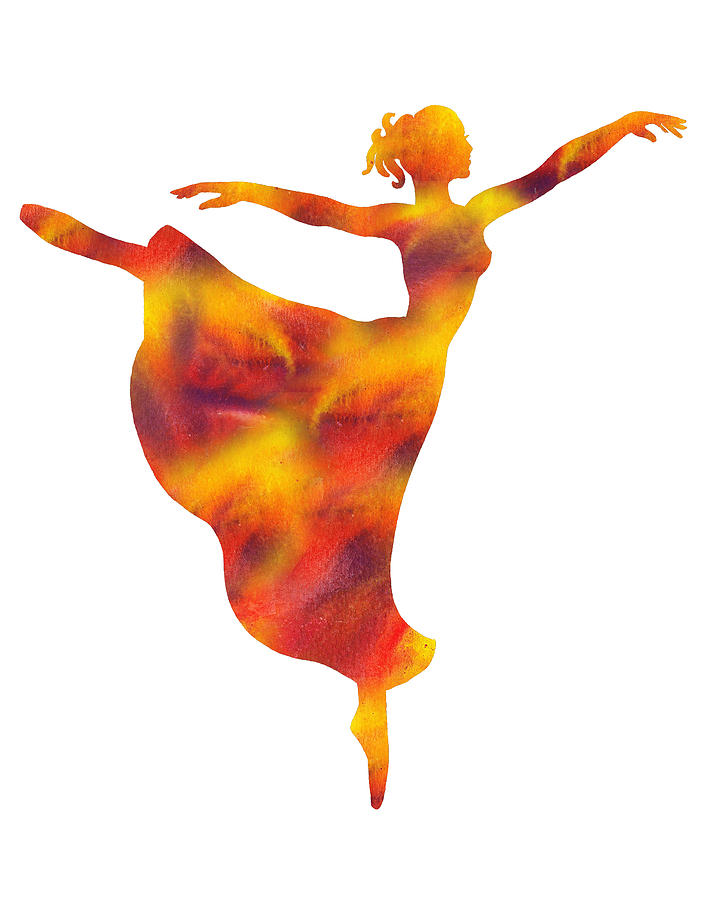 Flaming Dance Ballerina Silhouette Painting by Irina Sztukowski
