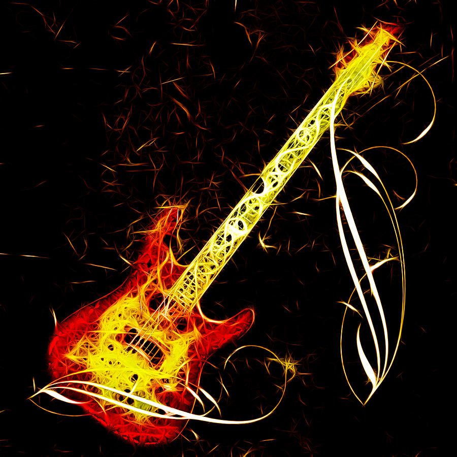 Flaming Guitar Photograph by Steve McKinzie