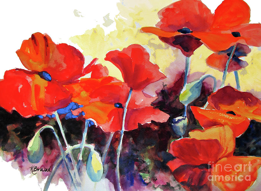 Flaming Poppies Painting by Kathy Braud