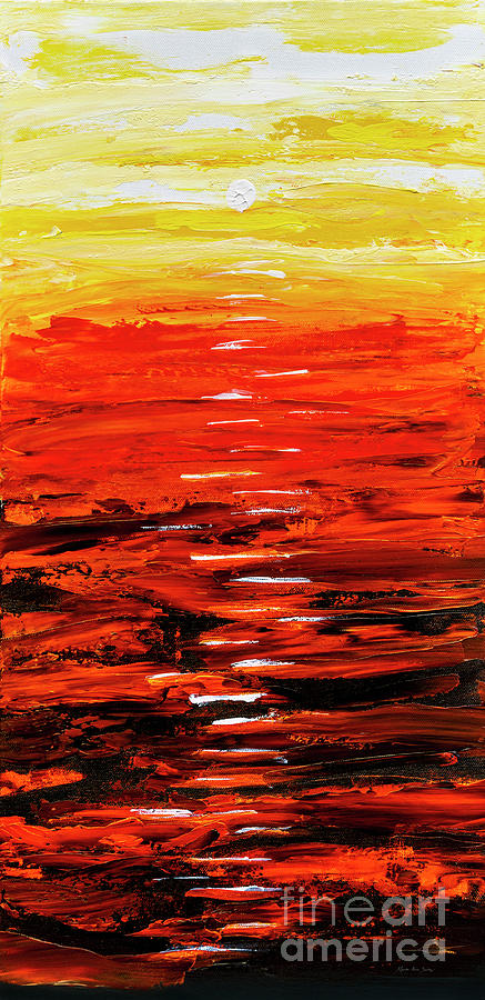 Flaming Sunset Abstract 205173 Painting by Mas Art Studio