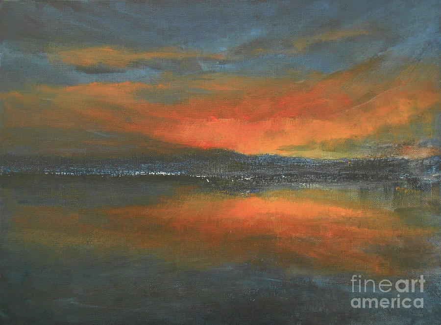 Flaming Sunset Painting by Jane See