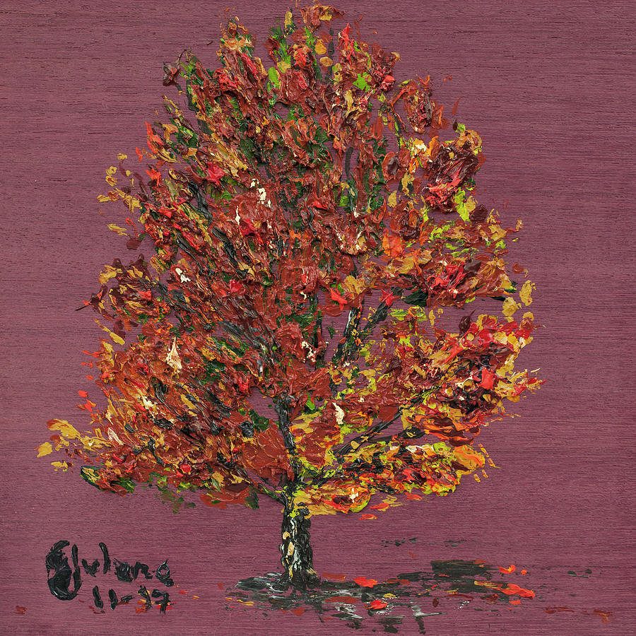 Flaming Tree at Lost Maples  Painting by Julene Franki