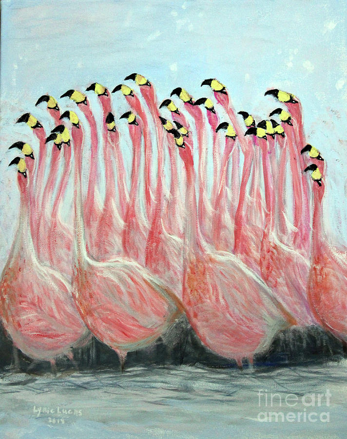 Animal Painting - Flamingo Abstract Impressions by Lyric Lucas