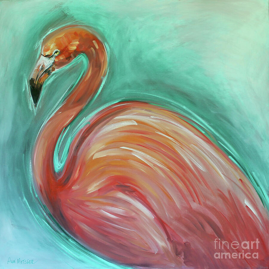 Flamingo Painting by Alan Metzger