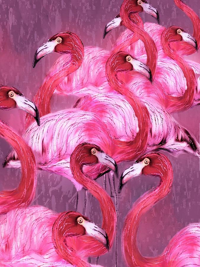 Flamingo Art Painting by Barbara Chichester