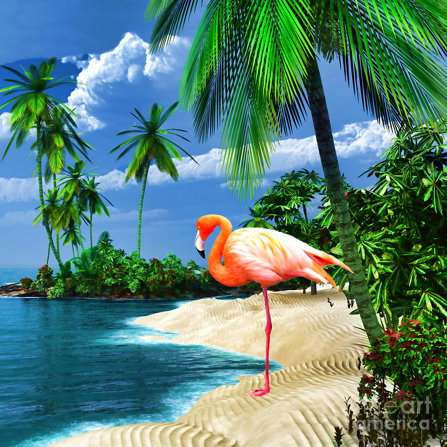 Flamingo Beach Mixed Media by Diane K Smith
