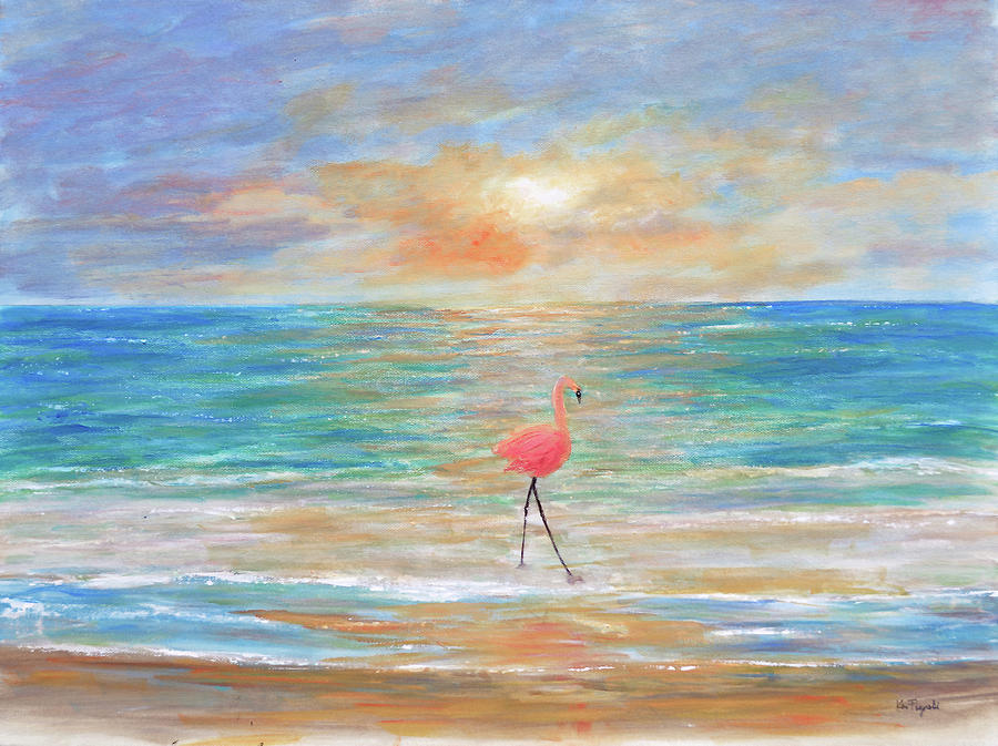 Flamingo Beach Painting by Ken Figurski