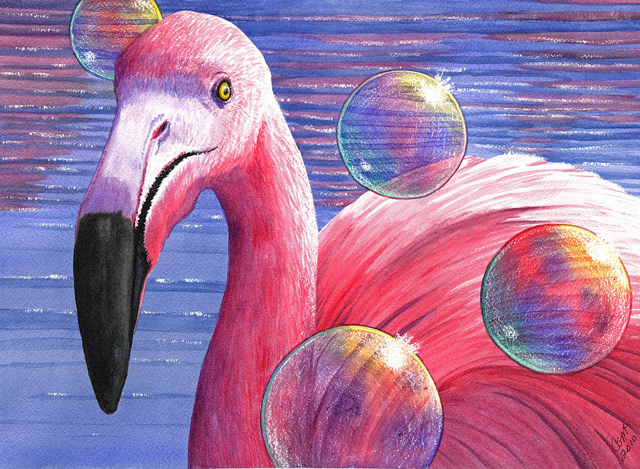 Flamingo Bubbles Painting by Catherine G McElroy