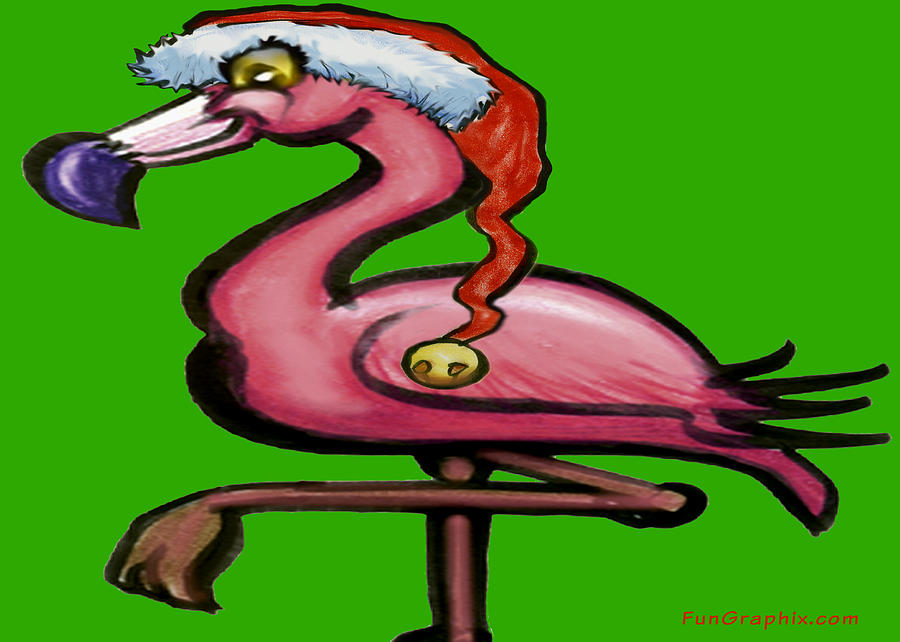 Flamingo Christmas Greeting Card by Kevin Middleton