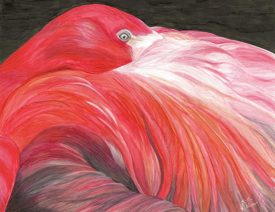 Flamingo Fluff Painting by Karen Alves
