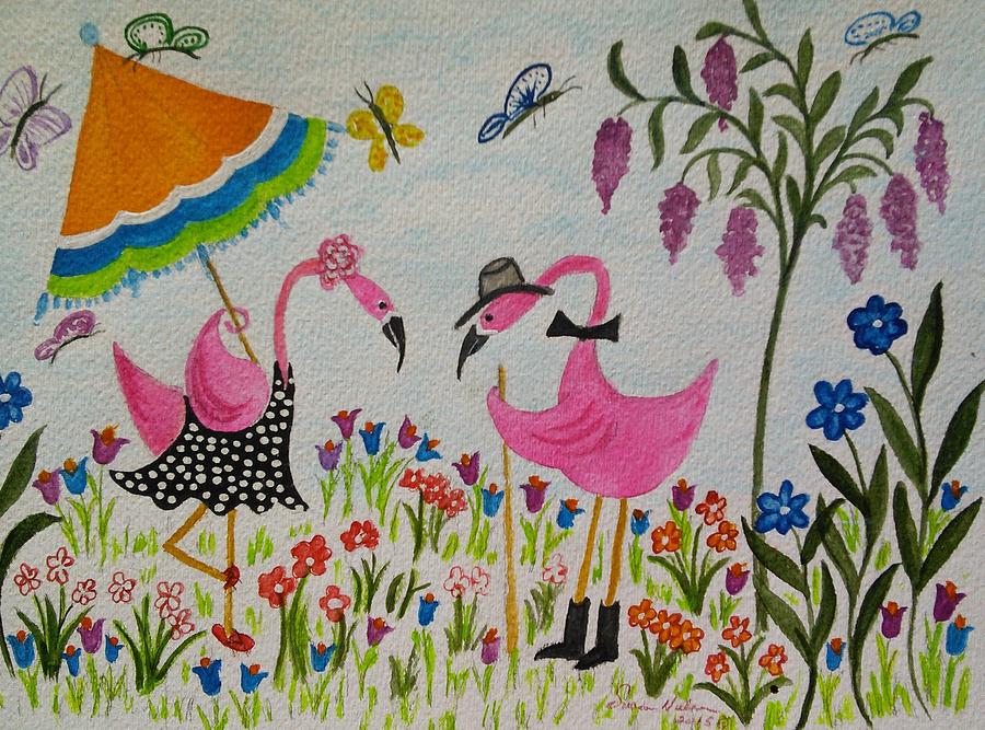 Flamingo Fun Painting by Susan Nielsen