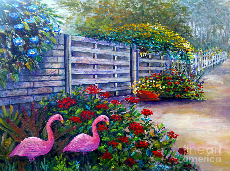 Flamingo Gardens Painting by Lou Ann Bagnall