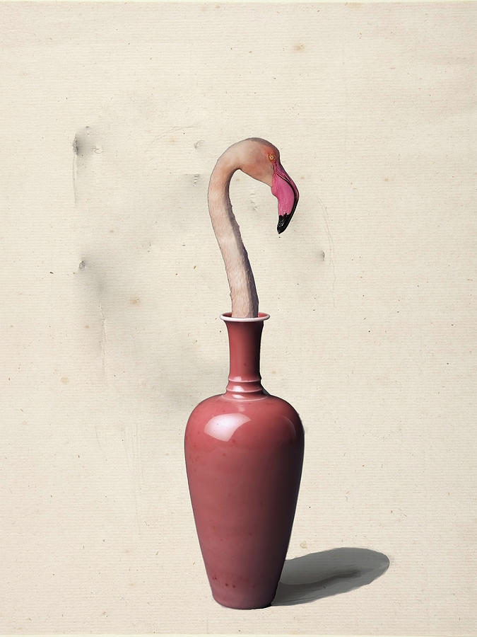 Flamingo in the vase Digital Art by Keshava Shukla