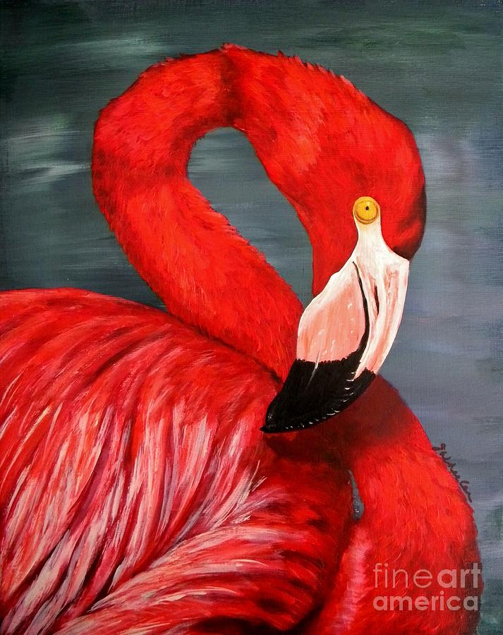 Flamingo Painting by JoAnn Wheeler