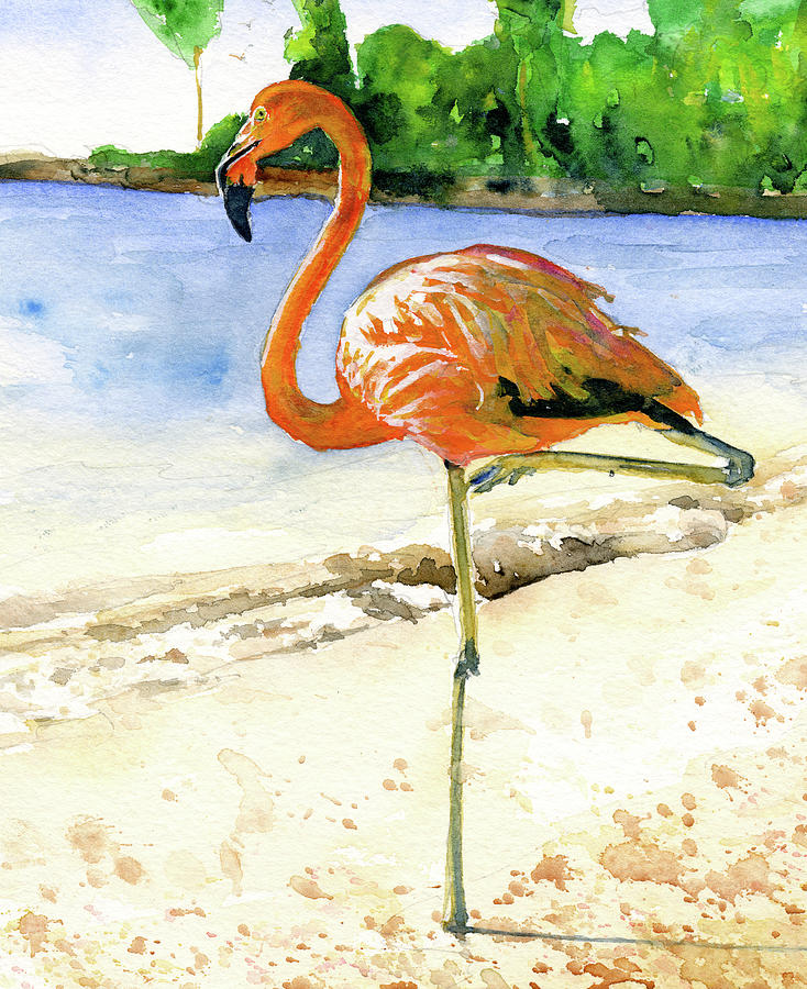 Flamingo Painting by John D Benson