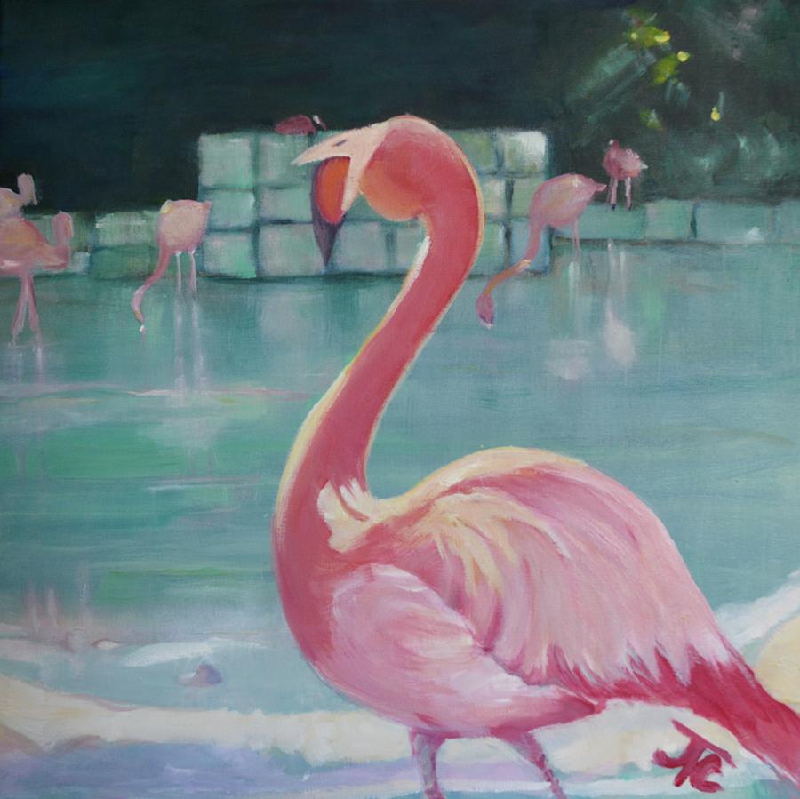 Flamingo Painting by Julie Todd-Cundiff