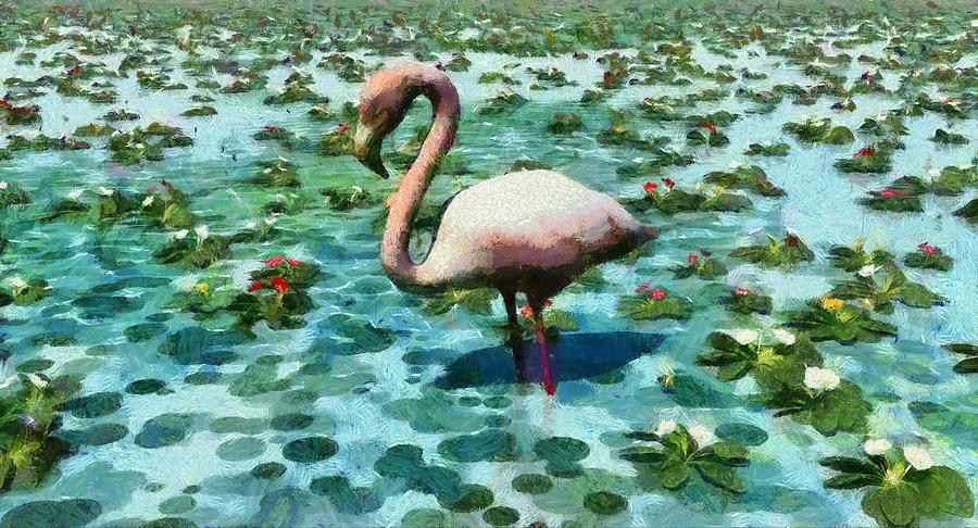 Claude Monet Painting - Flamingo by Karim Alhalabi