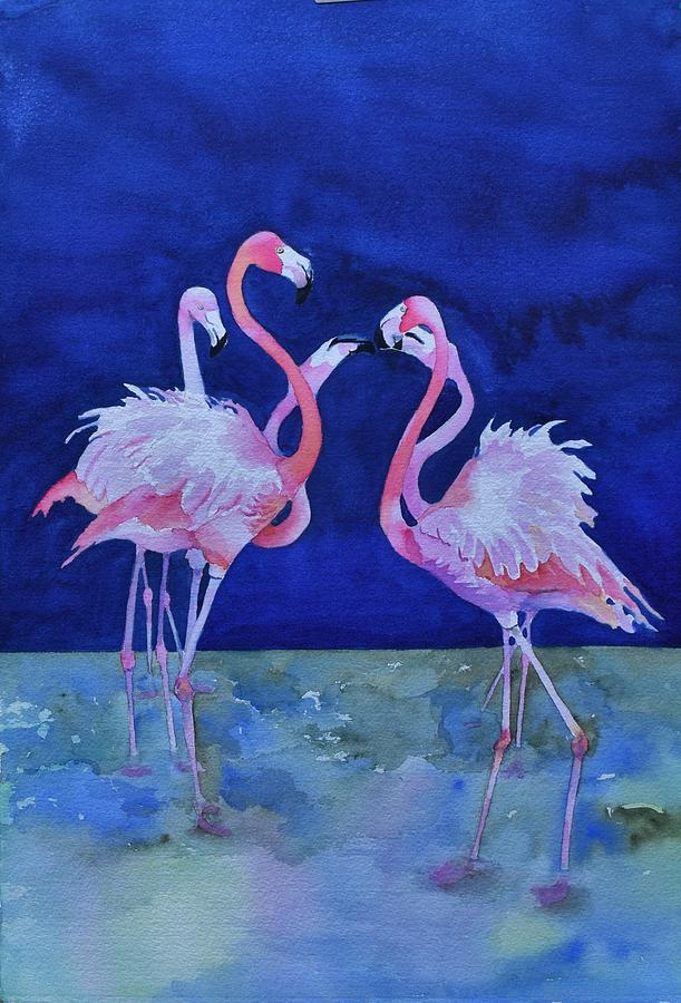 Flamingo Lingo Painting by Celene Terry