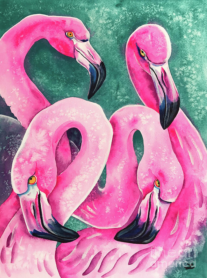 Flamingo Magic Painting by Zaira Dzhaubaeva