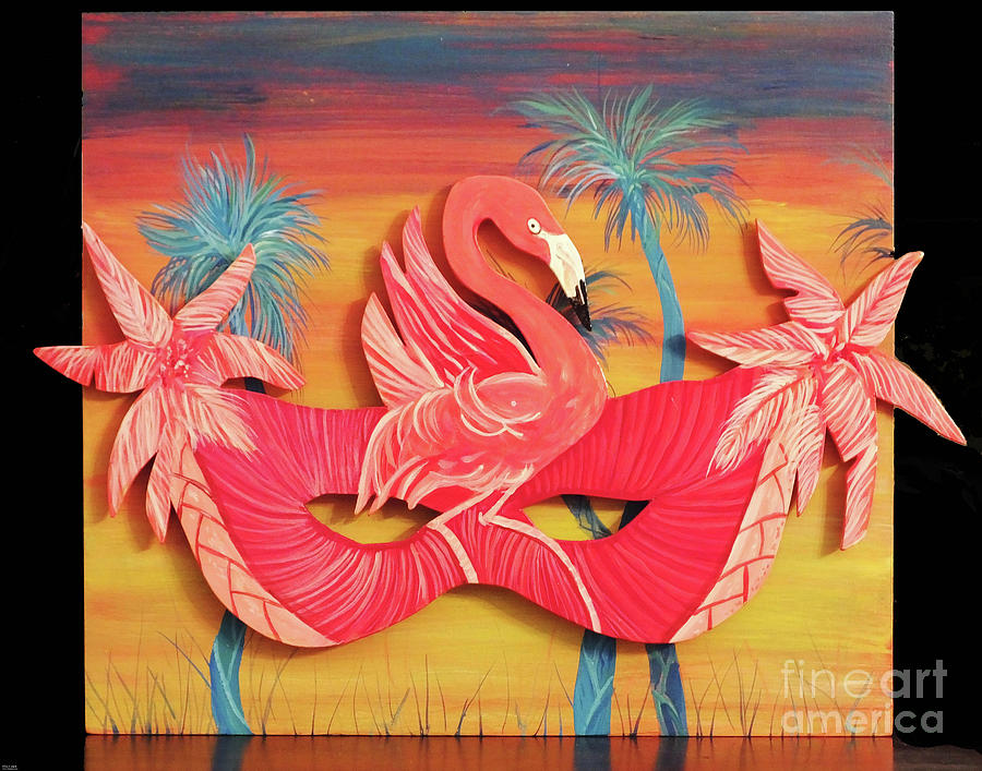 Flamingo Mask f54 Painting by Lizi Beard-Ward