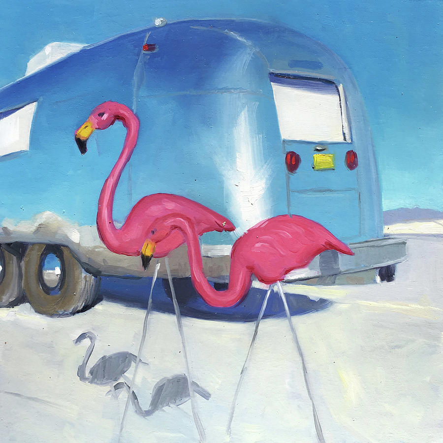 White Sands National Monument Painting - Flamingo Migration by Elizabeth Jose