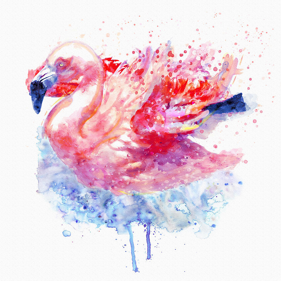 Flamingo on the Water Painting by Marian Voicu