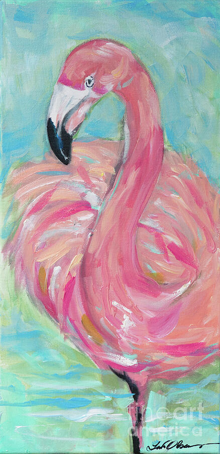 Flamingo One Leg Painting by Linda Olsen