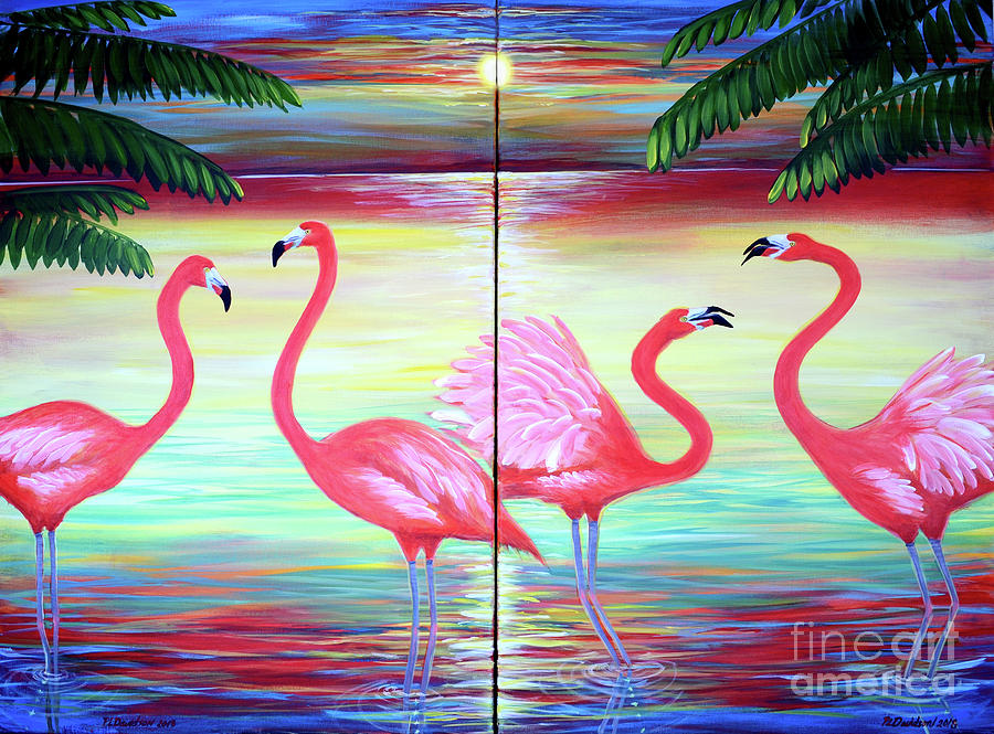 Flamingo Paradise Painting by Pat Davidson