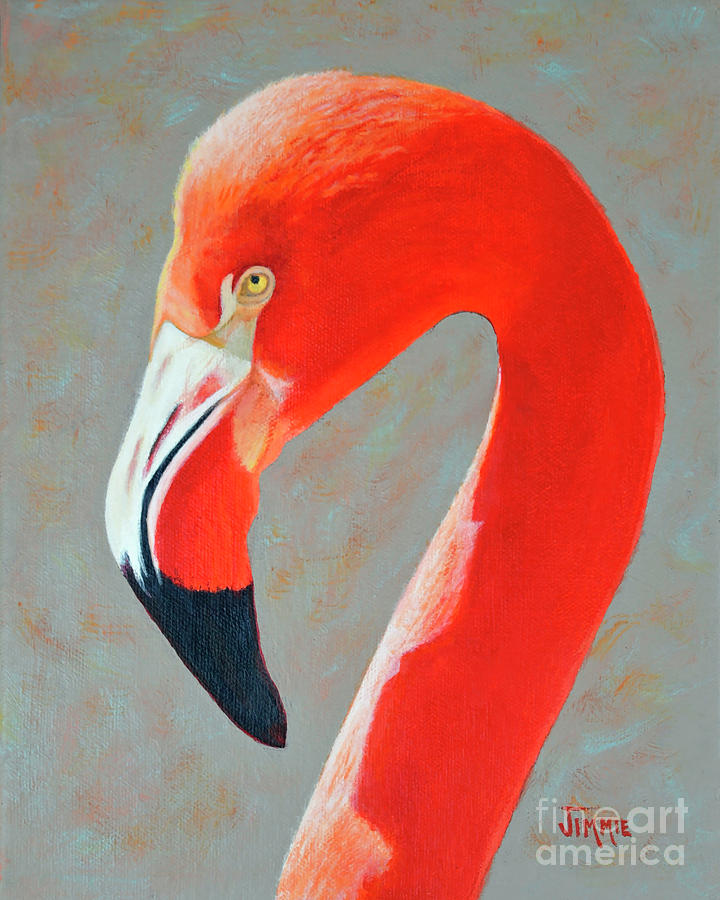 Flamingo Portrait Painting by Jimmie Bartlett