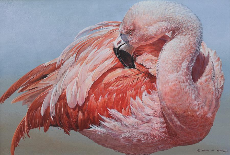 Flamingo Preening Painting