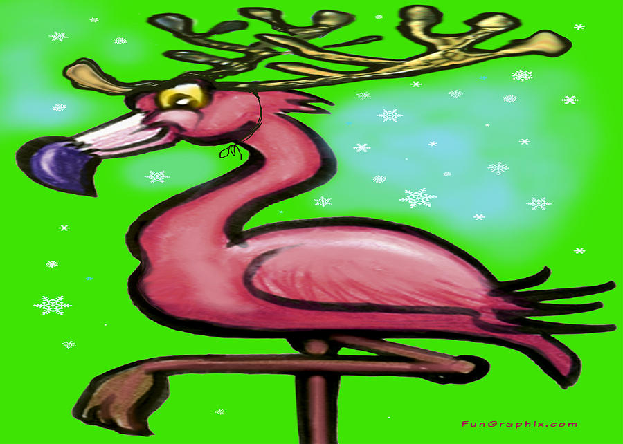 Flamingo Reindeer Painting by Kevin Middleton