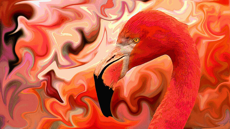 Flamingoed an Abstract in Pink Mixed Media by Shelli Fitzpatrick