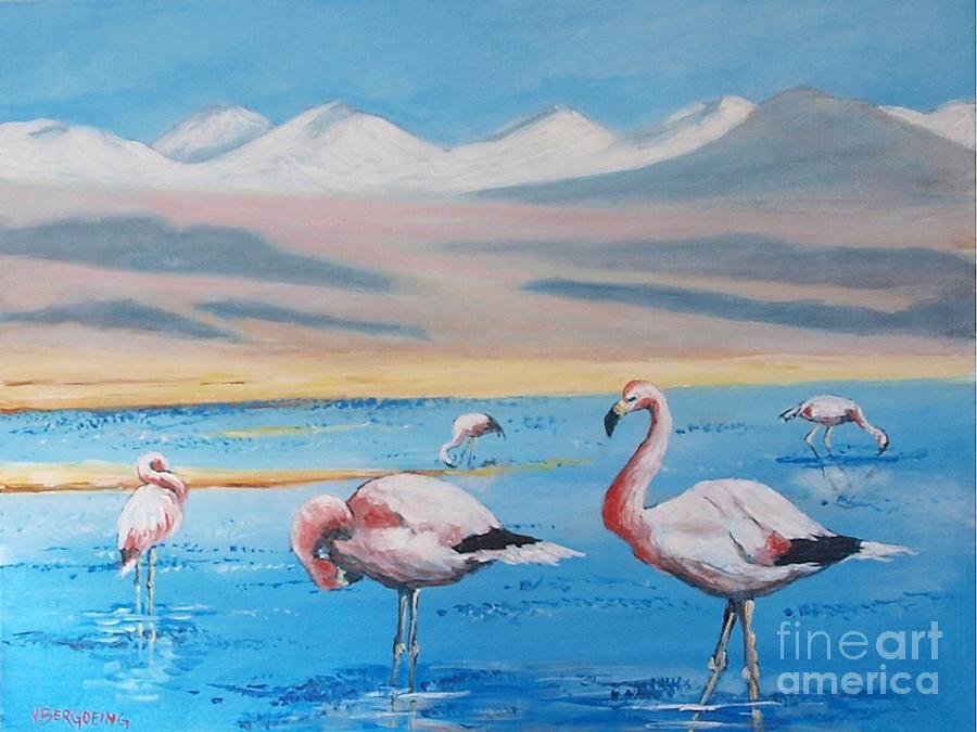 Flamingos Painting by Jean Pierre Bergoeing