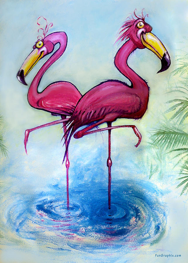 Flamingos Painting by Kevin Middleton