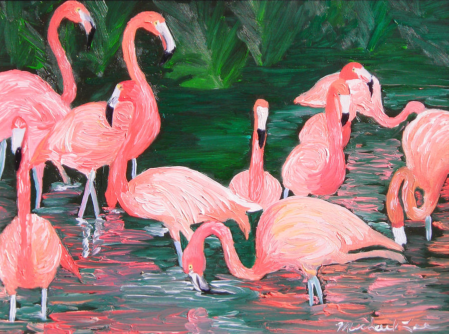 gorey flamingo painting