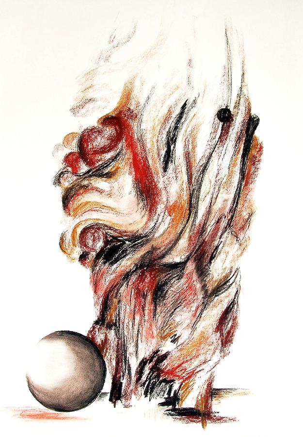 Still Life Drawing - Flamme en bois by Muriel Dolemieux Still Life Drawing - Flamme en bois by Muriel Dolemieux