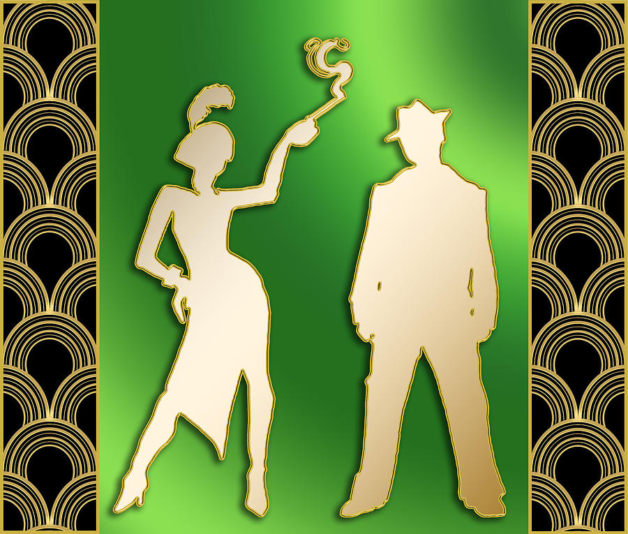 Vintage Digital Art - Flapper and the Gangster by Chuck Staley