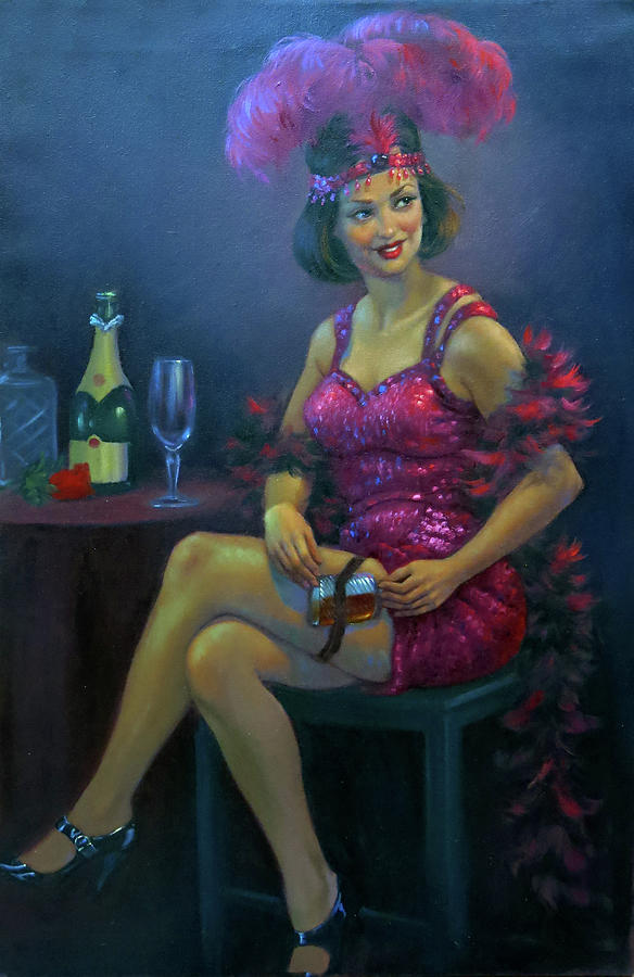 Flapper at the Speakeasy Painting by Johanna Girard