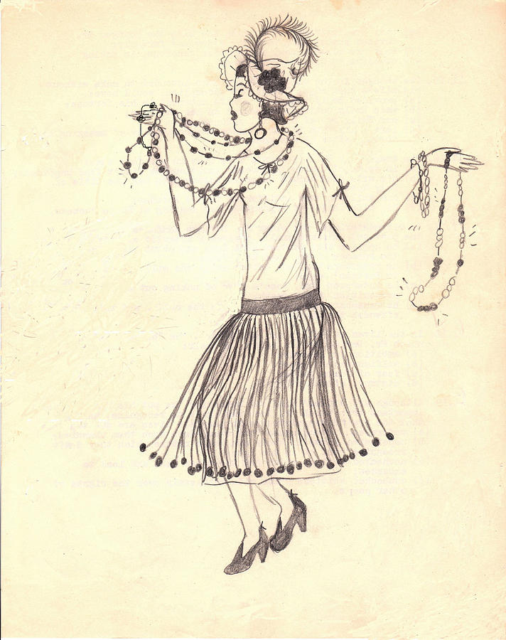 Flapper Girl     Retro Drawing by Rosalie Scanlon