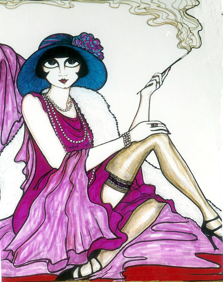 Flapper Girl 4 Greeting Card by Rae Chichilnitsky