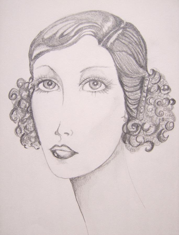 Flapper Girl Drawing by Leslie Manley
