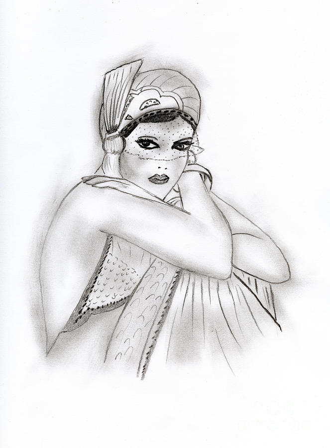 Flapper Girl Drawing by Sonya Chalmers